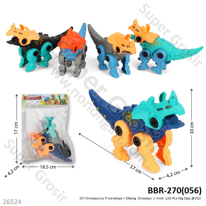 DIY Robot Dinosaurus Triceratops + Obeng Dinosaur 1 Inner 126 Pcs Ktg Opp @252