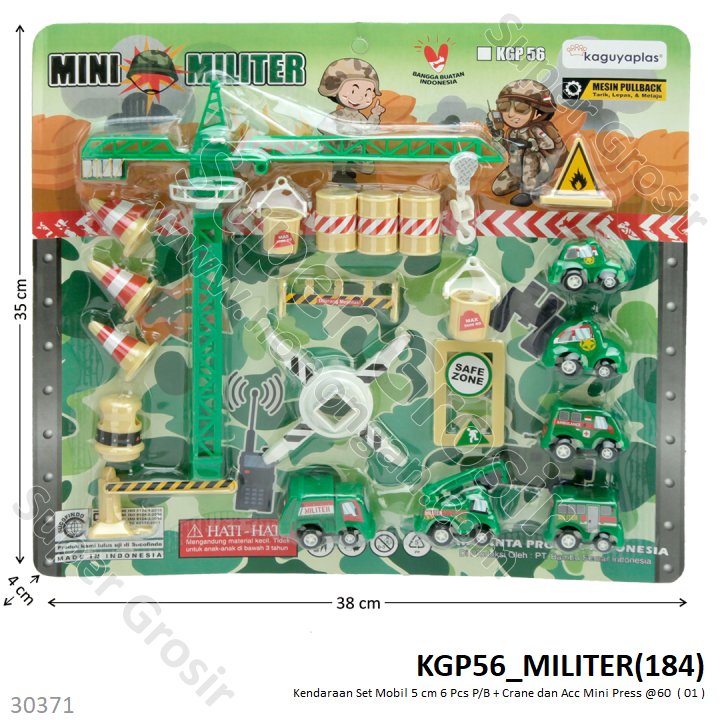 Kendaraan Set Mobil 6 Pcs 5 cm P/B Crane dan Acc Mini Press @60