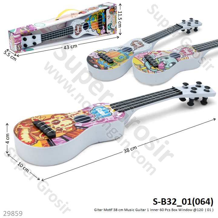 Gitar Karakter 38 cm Music Guitar 1 Inner 60 Pcs Box Window @120