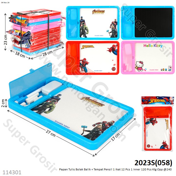 Papan Tulis Bolak Balik + Tempat Pensil 1 Ikat 12 Pcs 1 Inner 120 Pcs Ktg Opp @240