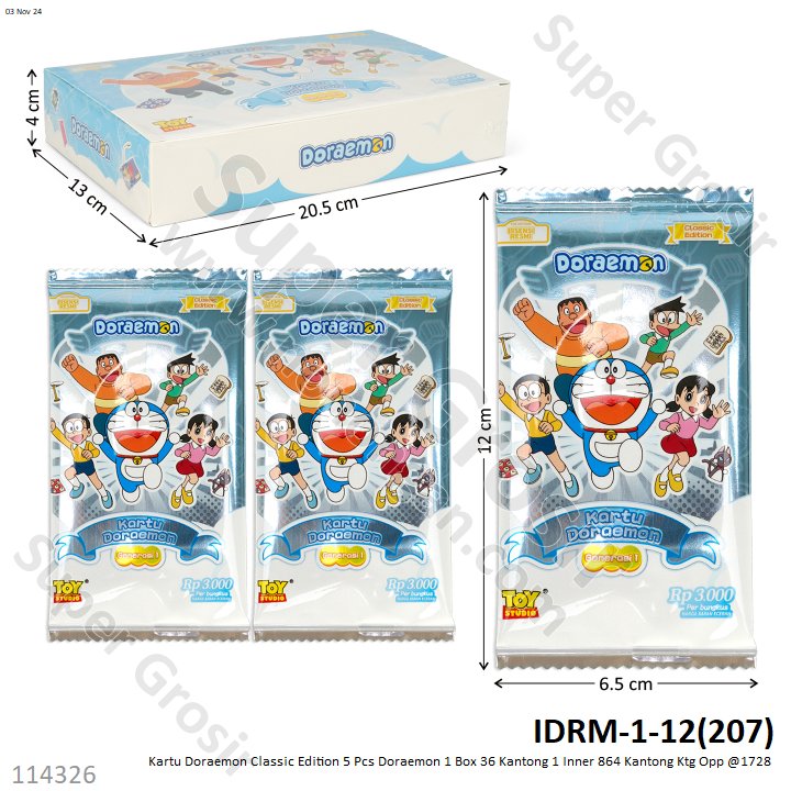 Kartu Doraemon Classic Edition 5 Pcs Doraemon 1 Box 36 Kantong 1 Inner 864 Kantong Ktg Opp @1728