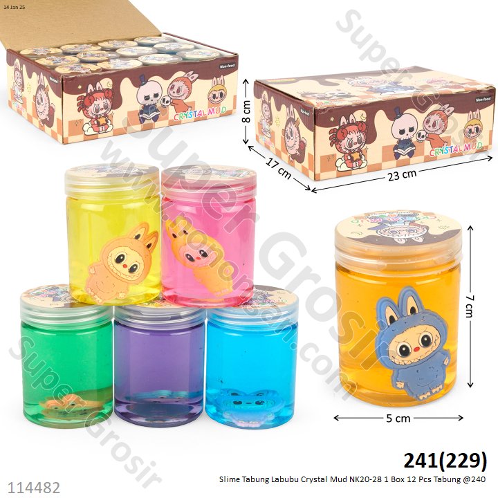 Slime Tabung Labubu Crystal Mud NK20-28 1 Box 12 Pcs Tabung @240