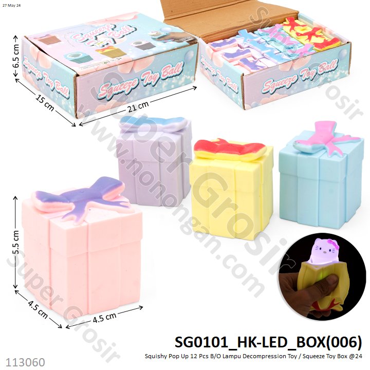 Squishy Pop Up Lampu LED Squeeze Toy Ball 1 Box 12 Pcs Loose Pack @288