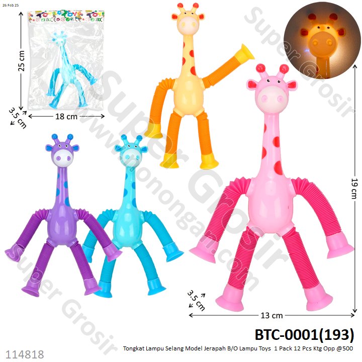 Mainan Tongkat Lampu Selang Pipes Model Jerapah B/O Lampu Toys 1 Pack 12 Pcs Ktg Opp @500