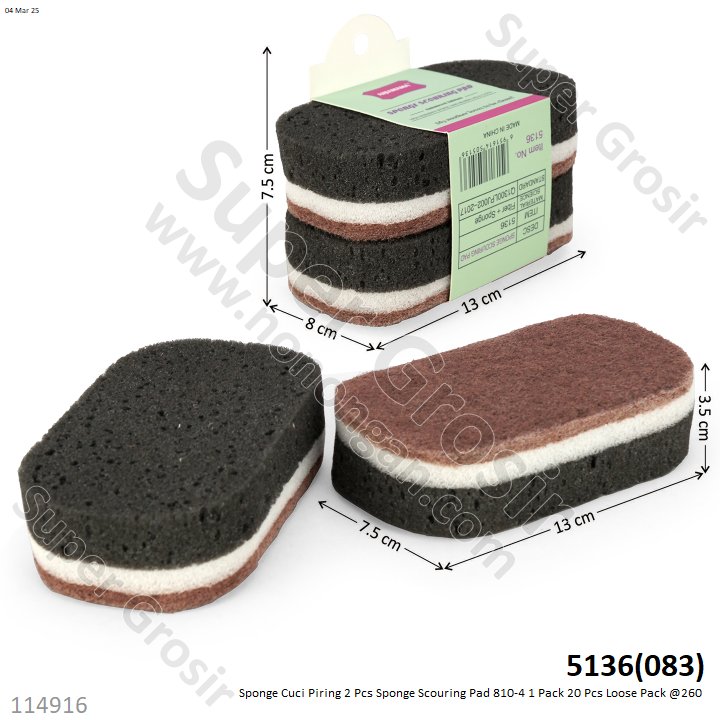 Sponge Cuci Piring 2 Pcs Sponge Scouring Pad 810-4 1 Pack 20 Pcs Loose Pack @260