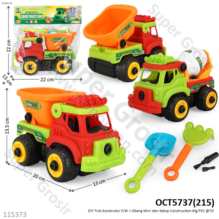 DIY Truk Konstruksi F/W + Obeng Mini dan Sekop Construction Ktg PVC @70