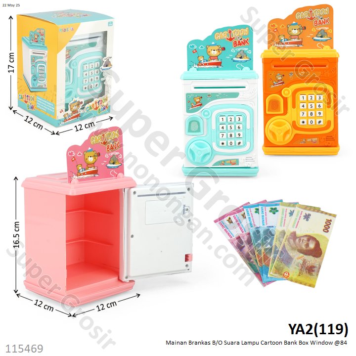Mainan Brankas B/O Suara Lampu Cartoon Bank Box Window @84