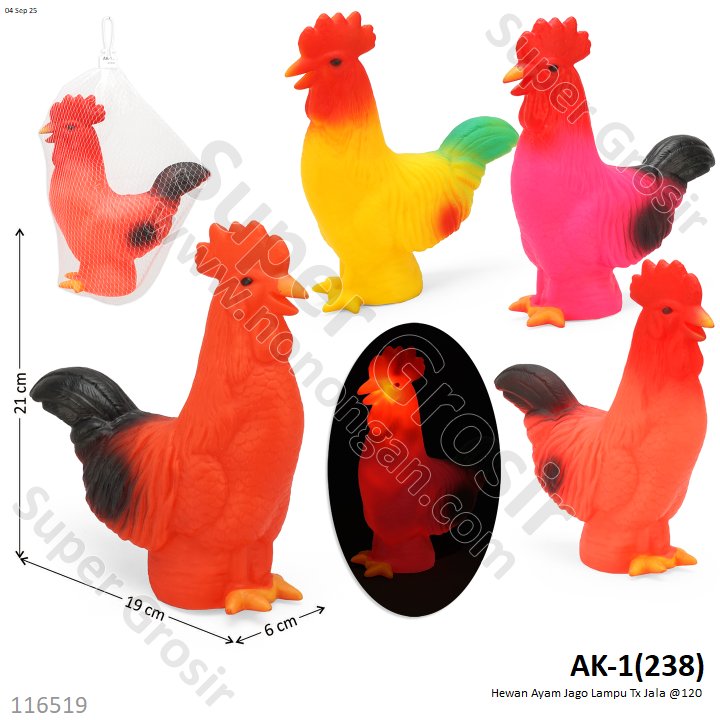 Boneka Cit-cit Hewan Ayam Jago Lampu Tx Jala @120