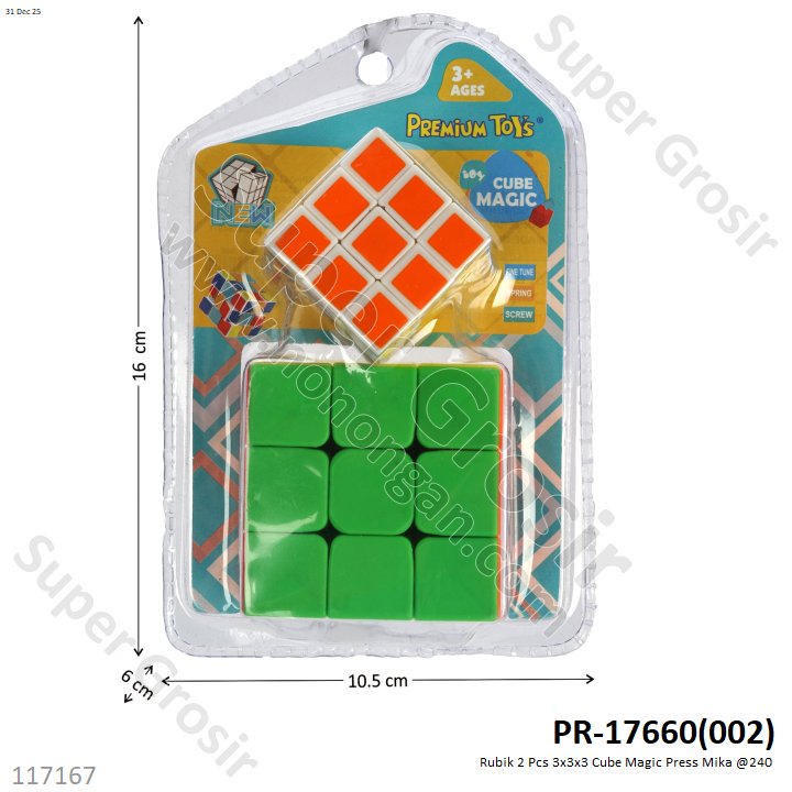 Rubik 2 Pcs 3x3x3 Cube Magic Press Mika @240