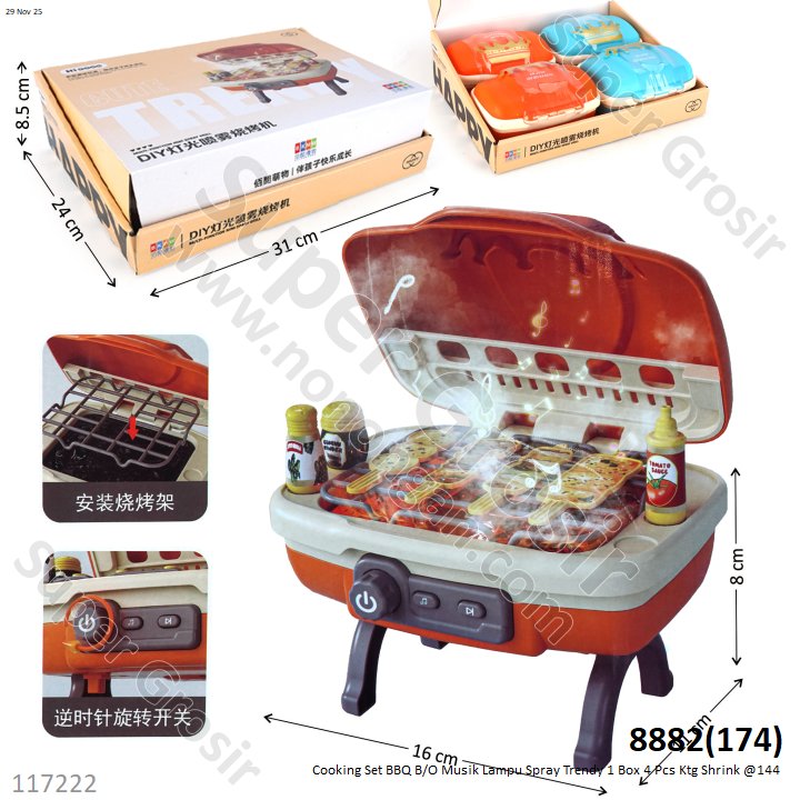 Cooking Set BBQ B/O Musik Lampu Spray BBQ Mini 1 Box 4 Pcs Ktg Shrink @144
