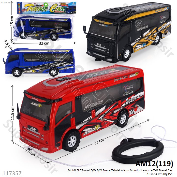 Mobil ELF Travel F/W B/O Suara Telolet Alarm Mundur Lampu + Tali Travel Car 
 1 Ikat 4 Pcs Ktg PVC @39