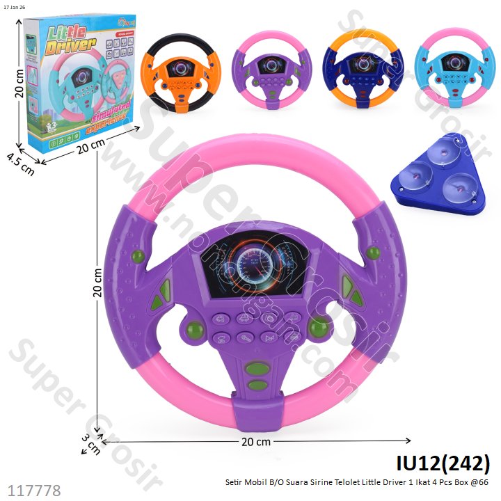 Setir Mobil B/O Suara Sirine Telolet Little Driver 1 Ikat 4 Pcs Box @66