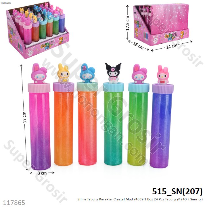 Slime Tabung Karakter Crystal Mud Y4639 1 Box 24 Pcs Tabung @240