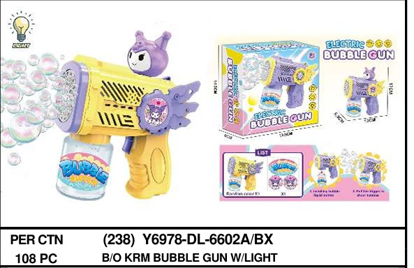 Bubble Gun Kuromi 10 Lubang B/O Lampu + Refill Electric Bubble 1 Inner 54 Pcs Box @108