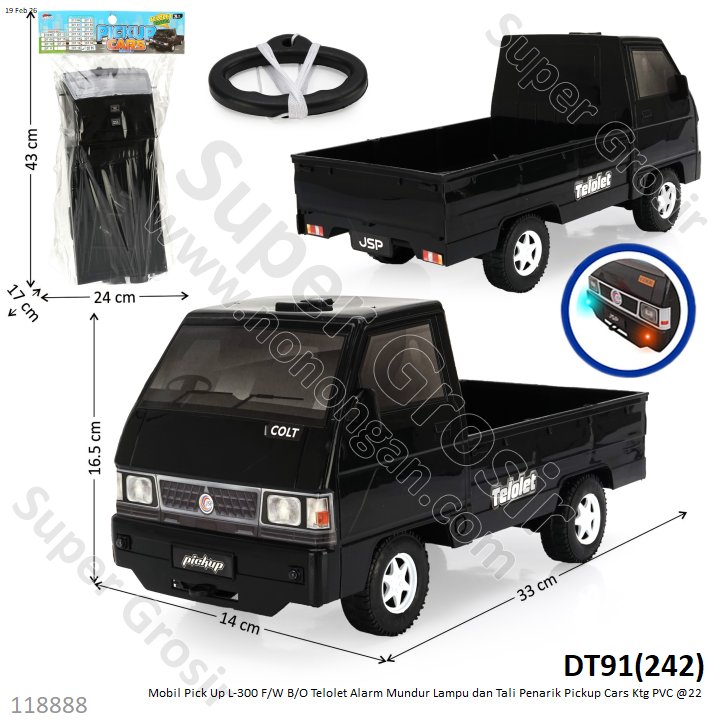 Mobil Pick Up L-300 F/W B/O Telolet Alarm Mundur Lampu dan Tali Penarik Pickup Cars Ktg PVC @22
