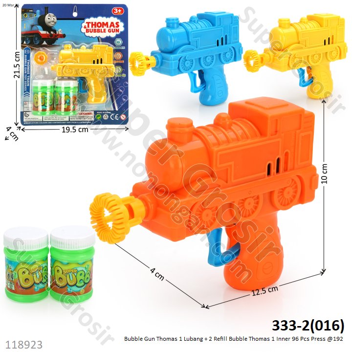 Bubble Gun Thomas 1 Lubang + 2 Refill Bubble Thomas 1 Inner 96 Pcs Press @192