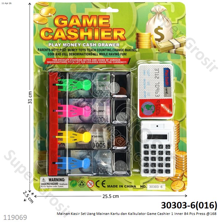 Mainan Kasir Set Uang Mainan Kartu dan Kalkulator Game Cashier 1 Inner 84 Pcs Press @168