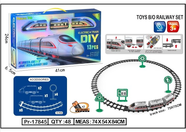 Kereta Cepat 3 Gerbong dan Track B/O Jalan + Acc DIY Electric Train Box Window @48