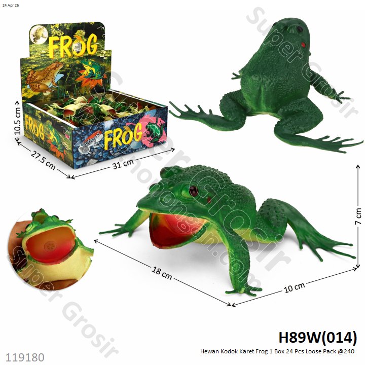 Hewan Kodok Karet Frog 1 Box 24 Pcs Loose Pack @240 