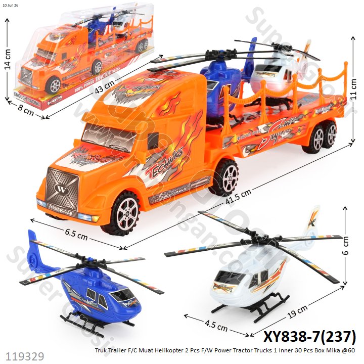 Truk Trailer F/C Muat Helikopter 2 Pcs F/W Power Tractor Trucks 1 Inner 30 Pcs Box Mika @60