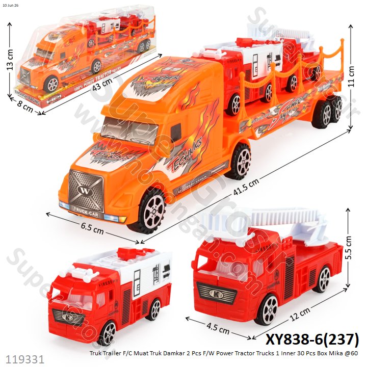 Truk Trailer F/C Muat Truk Damkar 2 Pcs F/W Power Tractor Trucks 1 Inner 30 Pcs Box Mika @60