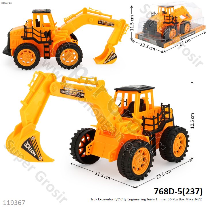 Truk Excavator F/C City Engineering Team 1 Inner 36 Pcs Box Mika @72