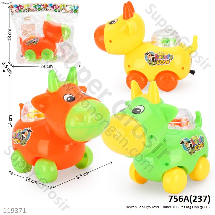 Hewan Sapi P/S Toys 1 Inner 108 Pcs Ktg Opp @216