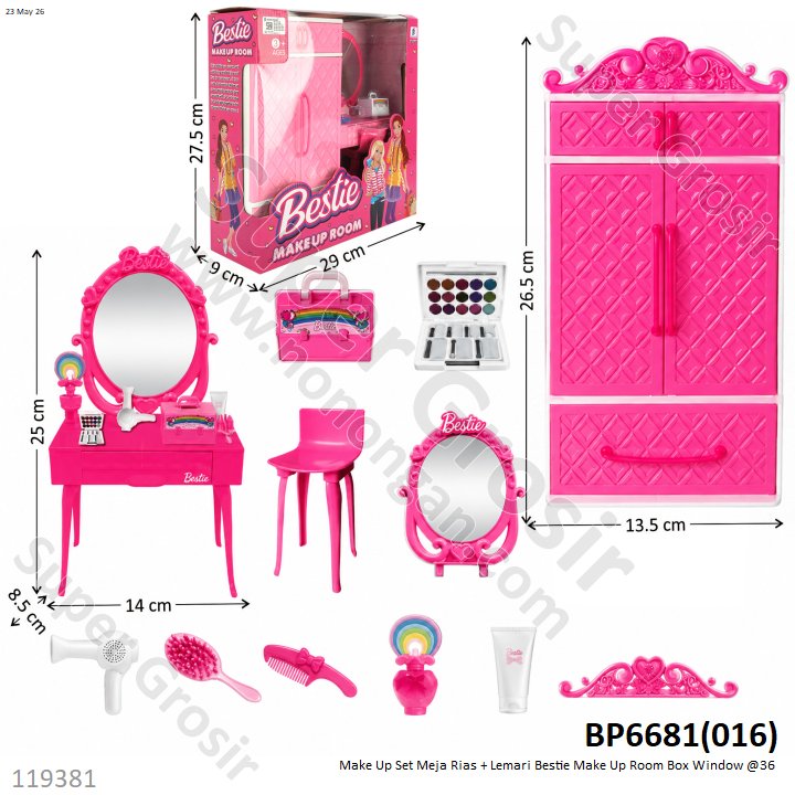 Make Up Set Meja Rias + Lemari Bestie Make Up Room Box Window @36