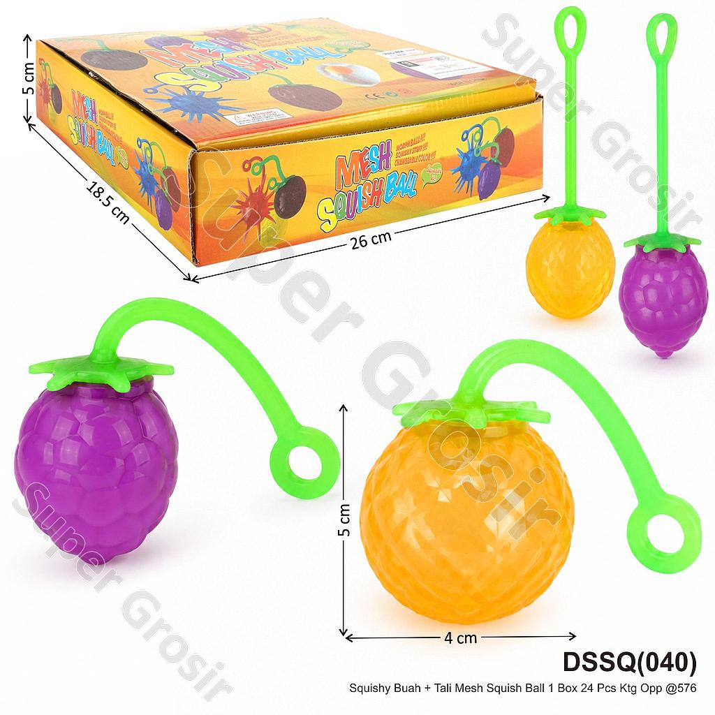 Squishy Buah + Tali Mesh Squish Ball 1 Box 24 Pcs Ktg Opp @576