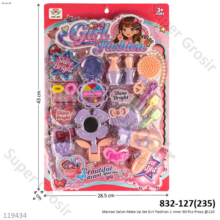 Mainan Salon Make Up Set Girl Fashion 1 Inner 60 Pcs Press @120