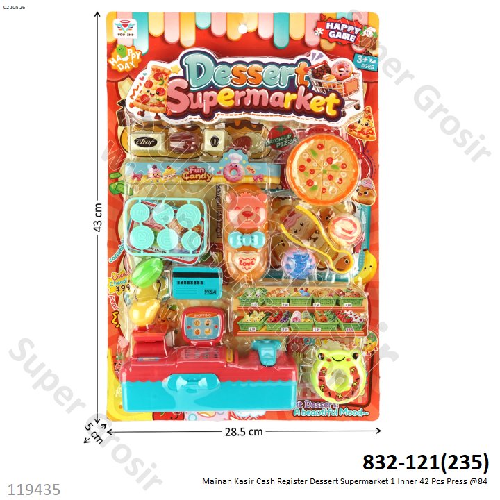 Mainan Kasir Cash Register Dessert Supermarket 1 Inner 42 Pcs Press @84