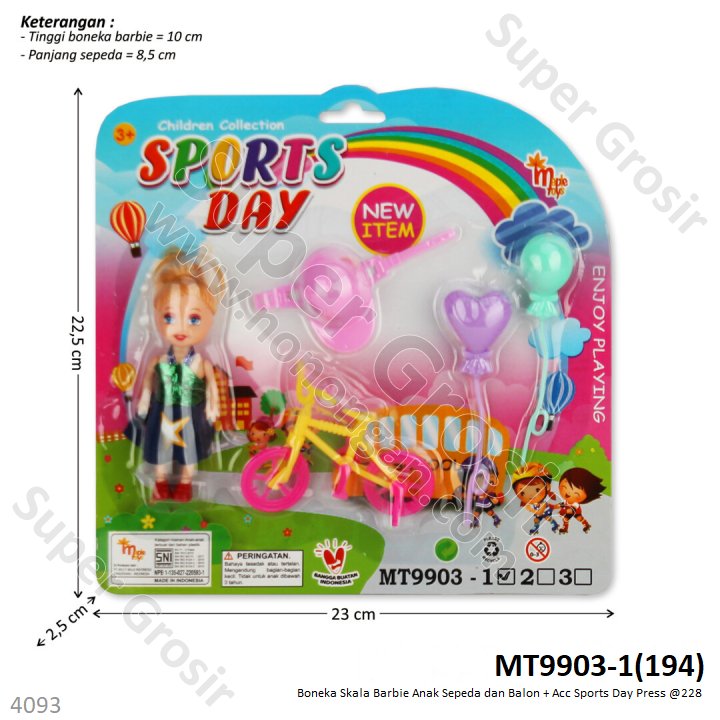 Boneka Barbie Anak Set Sepeda dan Balon Sports Day Press @228