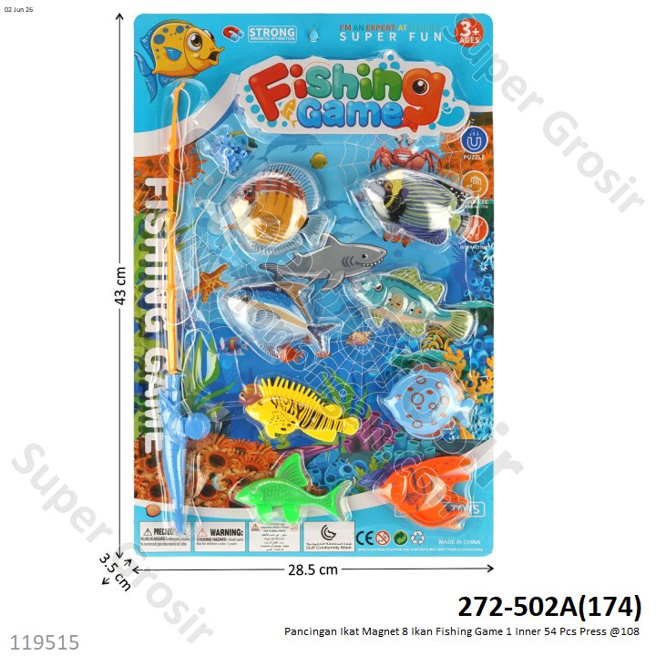 Pancingan Ikan Magnet 8 Ikan Fishing Game 1 Inner 54 Pcs Press @108