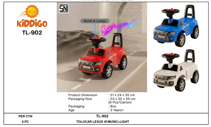 Tunggangan Mobil B/O Musik Lampu Kiddigo 1 Inner 1 Pcs Box @6
