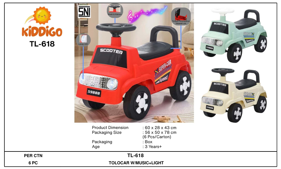 Tunggangan Mobil B/O Lagu Anak Lampu Kiddigo 1 Inner 1 Pcs Box @6