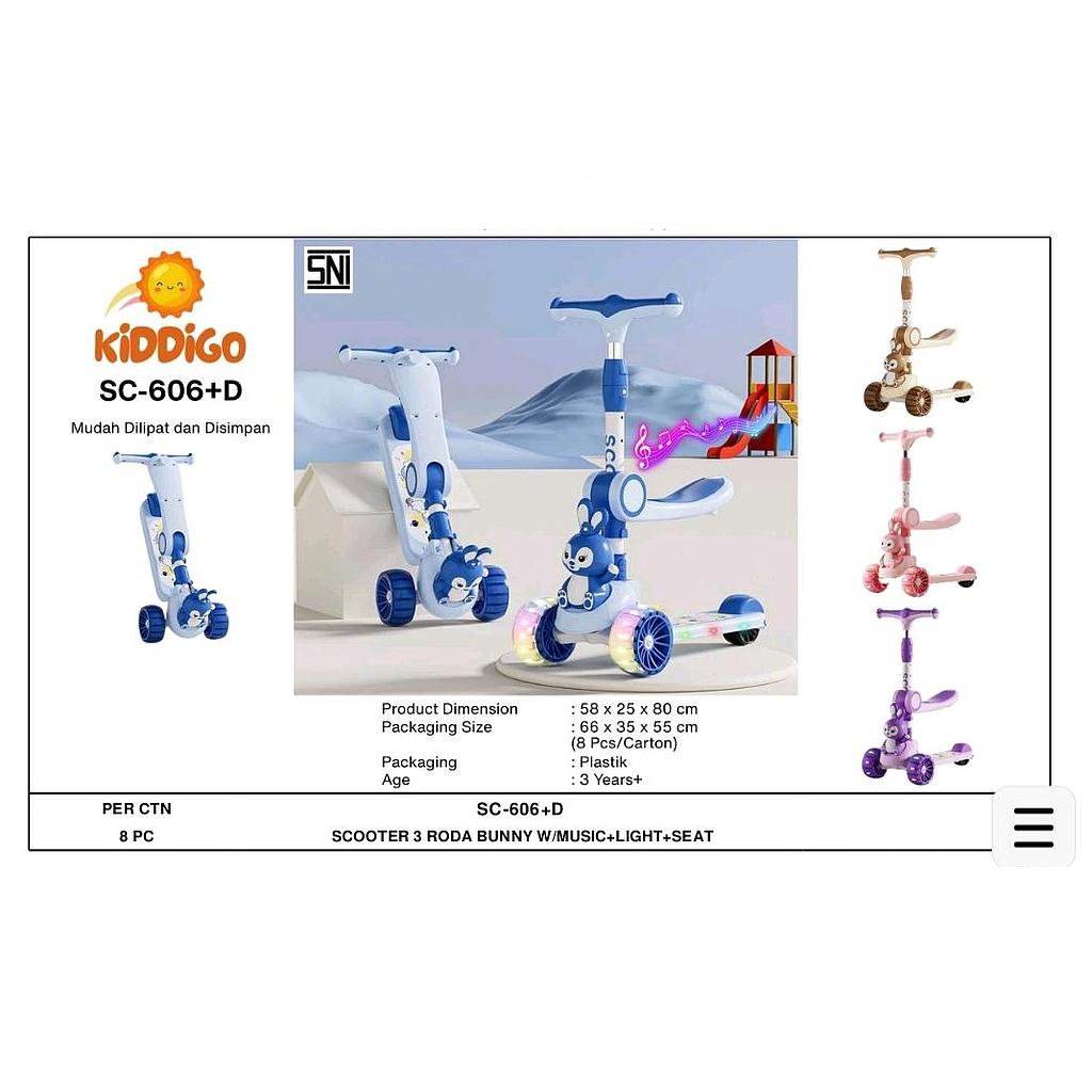 Scooter Roda 3 Roda Nyala + Tempat Duduk B/O Musik Lampu Ktg Opp @8
