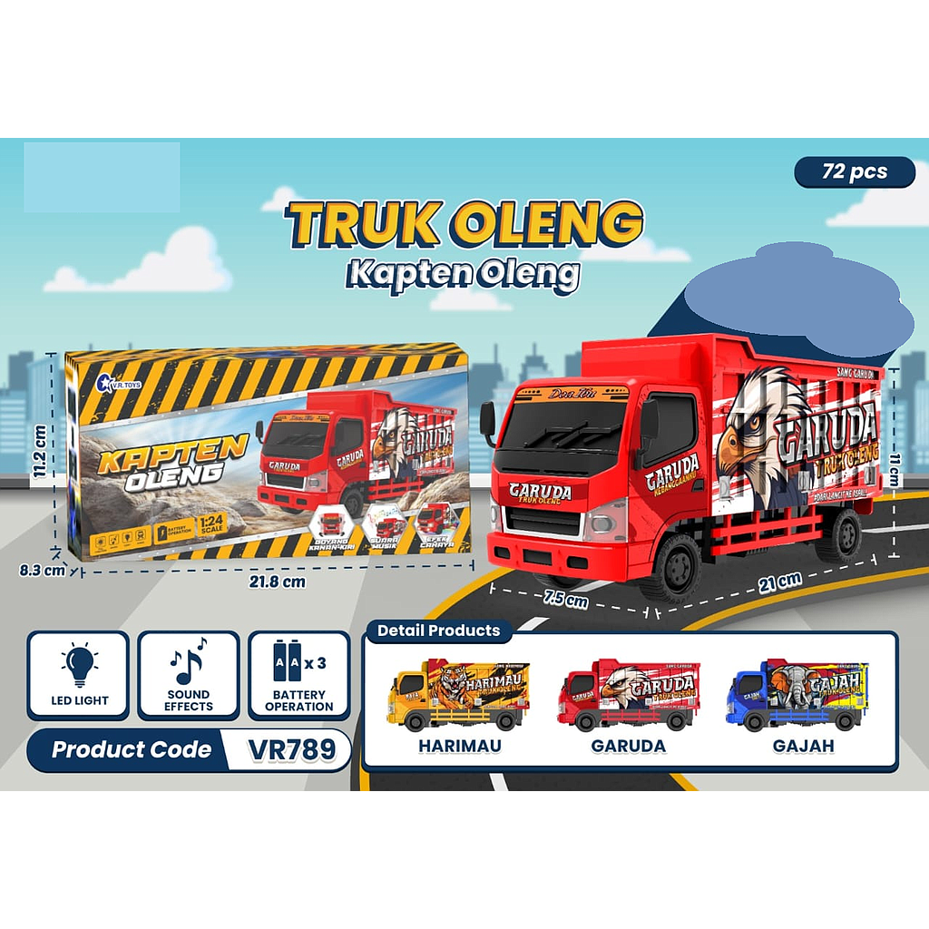 Truk Dump Oleng B/O Jalan Goyang Musik Lampu Kapten Oleng Box @72