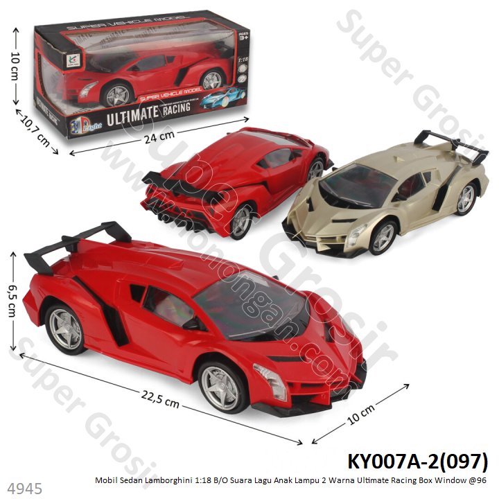 Mobil Sedan Lamborghini 1:18 B/O Jalan Lampu Suara Ultimate Racing Box Window @96