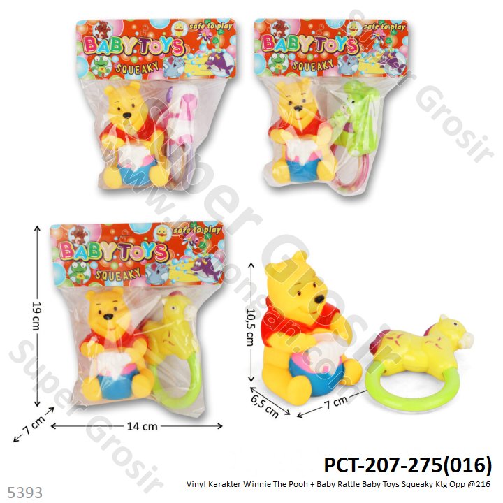 Vinyl Winnie The Pooh Set Baby Rattle Baby Toys Ktg Opp @216